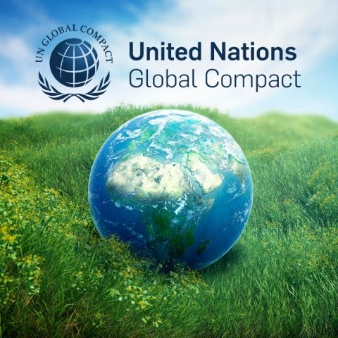 Image of a planet with the United Nations Global Compact logo.